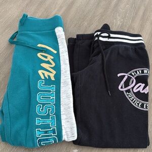 Justice Teal and Black Kids Joggers